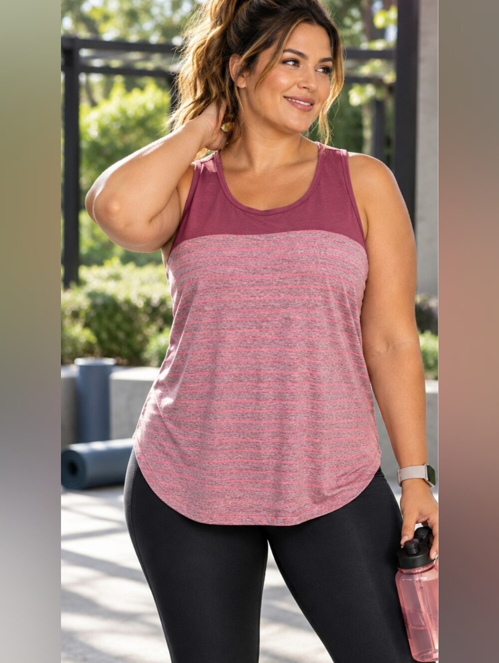 DANSKIN | Cranberry & Pink Racer Back Workout Top | EUC ✨ size XL